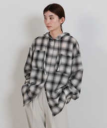 select MOCA（セレクトモカ）の「チェックシアーオーバーフーディーシャツ（シャツ/ブラウス）」