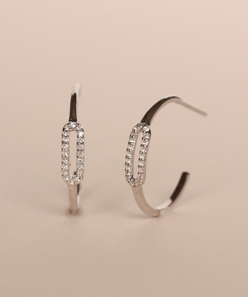 フープピアス プーぺ K10 CZ 2連 フープピアス ノワール ド プーペ