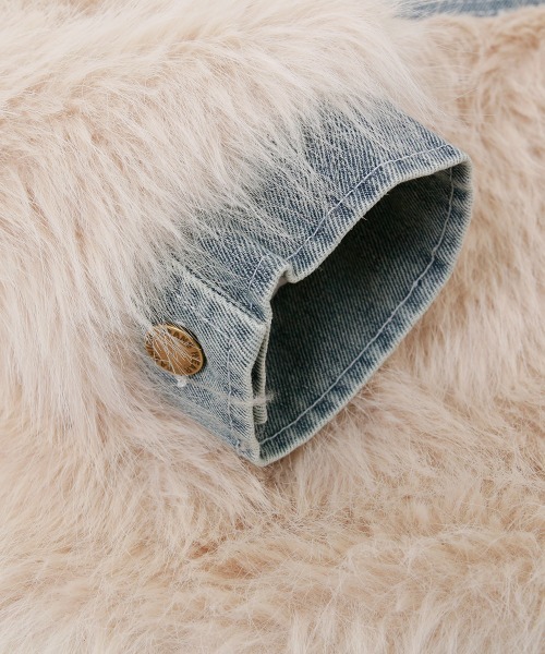 Rejoule(リジュール)の「デニムドッキング フェイクファージャケット(ブルゾン・レディース・グレー/ベージュ・FREE)」の13枚目の写真