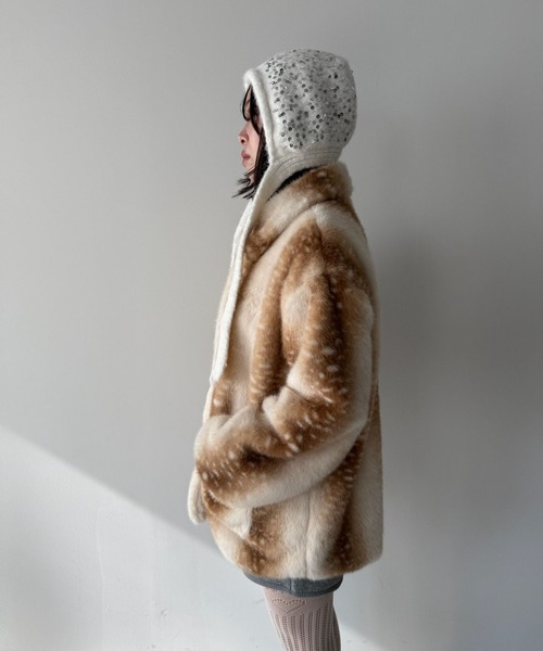 SANSeLF（サンセルフ）の「【SANSeLF】スパンコールニットキャップ saa25a235（ニットキャップ/ビーニー・レディース・ホワイト・FREE）」の2枚目の写真