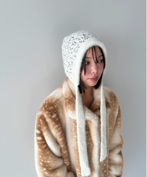 SANSeLF（サンセルフ）の「【SANSeLF】スパンコールニットキャップ saa25a235（ニットキャップ/ビーニー・レディース・ホワイト・FREE）」の5枚目の写真