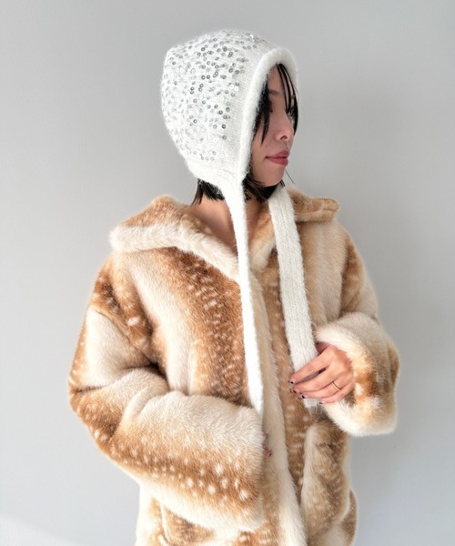 SANSeLF（サンセルフ）の「【SANSeLF】スパンコールニットキャップ saa25a235（ニットキャップ/ビーニー・レディース・ホワイト・FREE）」の10枚目の写真