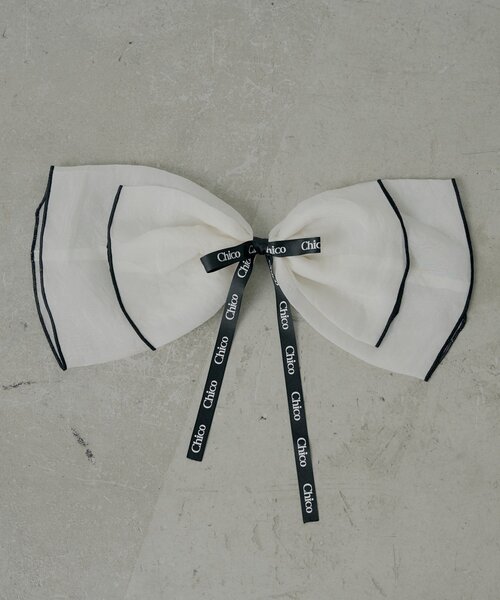 Chico（チコ）の「シアーBIGリボンバレッタ（イヤリング・レディース・アイボリー/ブラック/ピンク・FREE）」の2枚目の写真