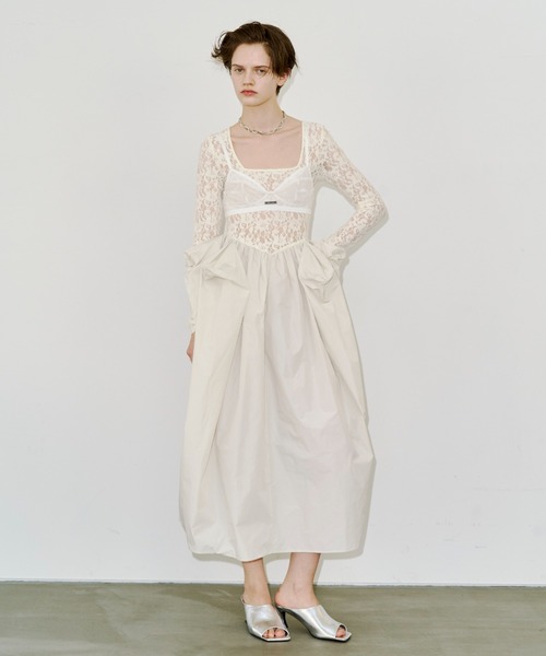 COWL TUCK LACE DRESS/カウルタックレースドレス（ワンピース）｜JOSE