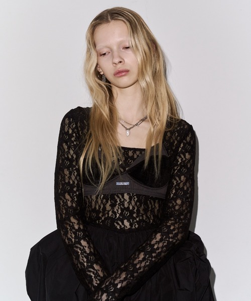 JOSE MOON(ジョゼムーン)の「COWL TUCK LACE DRESS/カウルタックレースドレス(ワンピース・レディース・ホワイト/ブラック・36/38)」の9枚目の写真