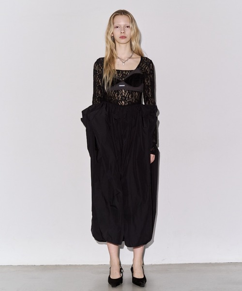 JOSE MOON（ジョゼムーン）の「COWL TUCK LACE DRESS/カウルタック