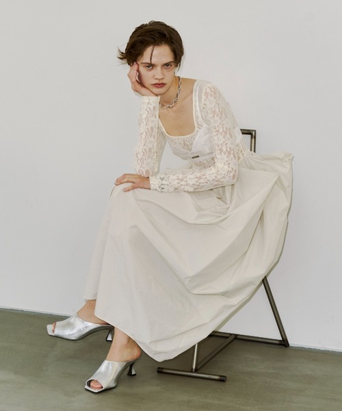 JOSE MOON(ジョゼムーン)の「COWL TUCK LACE DRESS/カウルタックレースドレス(ワンピース・レディース・ホワイト/ブラック・36/38)」の18枚目の写真