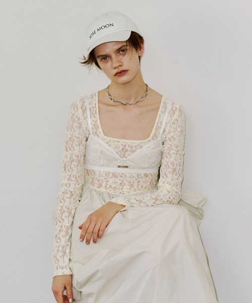 JOSE MOON(ジョゼムーン)の「COWL TUCK LACE DRESS/カウルタックレースドレス(ワンピース・レディース・ホワイト/ブラック・36/38)」の21枚目の写真