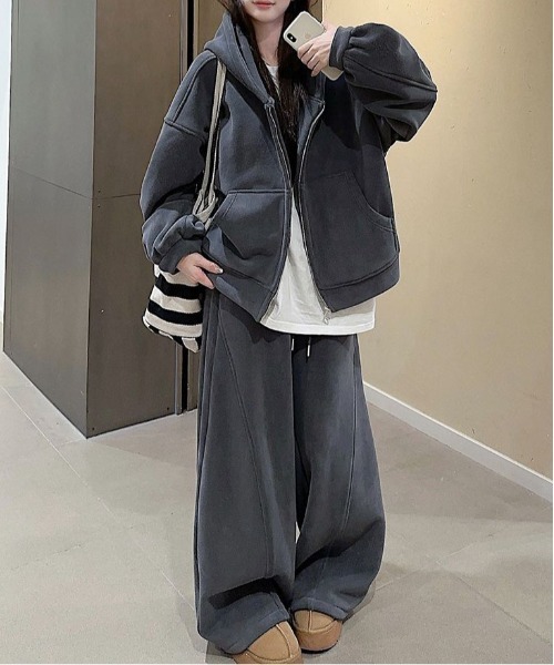 セール】WEGO/ベーシックジップパーカー＆スウェットパンツセット