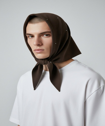 BORN SLIPPY（ボーンスリッピー）の「Crystal Triangle Knit Scarf (Brown)（バンダナ/スカーフ）」