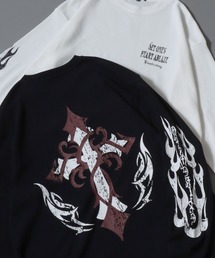 2026AW新柄 Darkness Graphic Print Thermal/クロスロゴ スカルロゴ トライバルロゴ バックプリント 袖プリント サーマル ワッフル ロンT 長袖Tシャツ