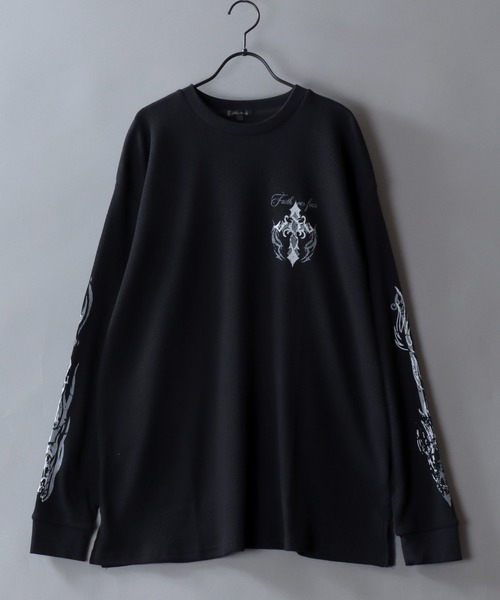 SITRY(シトリー)の「2026AW新柄 Darkness Graphic Print Thermal/クロスロゴ スカルロゴ トライバルロゴ バックプリント 袖プリント サーマル ワッフル ロンT 長袖Tシャツ(Tシャツ/カットソー・メンズ・ホワイト/ホワイト系その他/ブラック/ブラック系その他/ホワイト系その他2/ホワイト系その他3/ブラック系その他2/ブラック系その他3・M/L)」の21枚目の写真