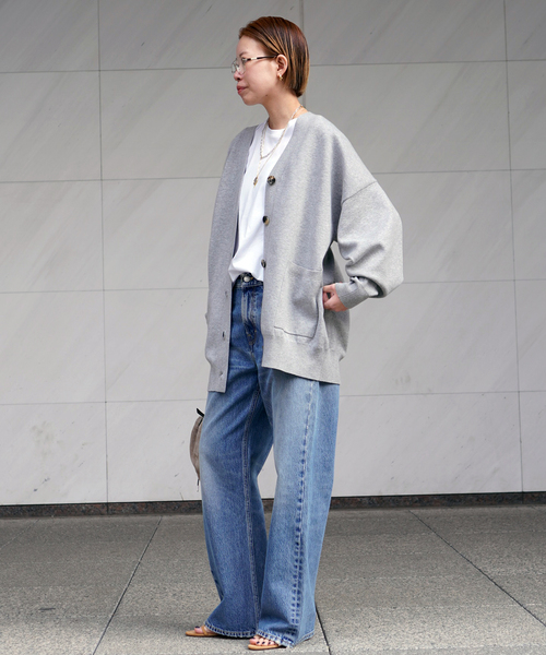 EVERYDAY I LIKE.（エヴリディアイライク）の「コットンカシミヤリラックスカーディガン（カーディガン/ボレロ・レディース・ホワイト/グレー・FREE）」の9枚目の写真