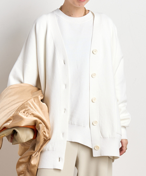 EVERYDAY I LIKE.（エヴリディアイライク）の「コットンカシミヤリラックスカーディガン（カーディガン/ボレロ・レディース・ホワイト/グレー・FREE）」の21枚目の写真