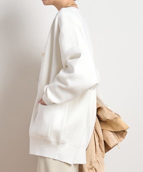 EVERYDAY I LIKE.（エヴリディアイライク）の「コットンカシミヤリラックスカーディガン（カーディガン/ボレロ・レディース・ホワイト/グレー・FREE）」の22枚目の写真