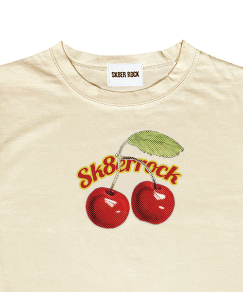 SK8ER ROCK(スケーターロック)の「チェリークロップTシャツ(クリーム)(Tシャツ/カットソー・レディース・その他・ONE SIZE)」の3枚目の写真