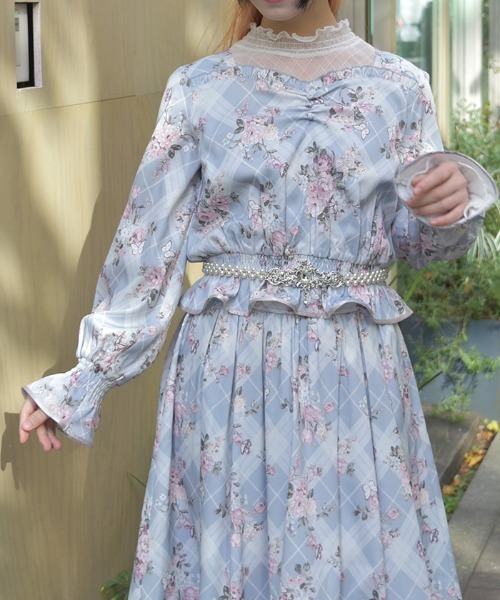 axes femme(アクシーズファム)の「チェック×フラワー柄ブラウス(シャツ/ブラウス・レディース・ミント/グレー/ピンク・FREE)」の7枚目の写真