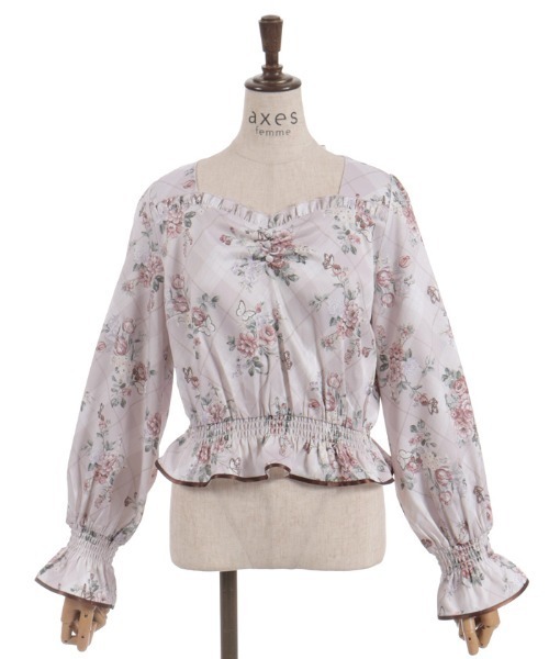 axes femme(アクシーズファム)の「チェック×フラワー柄ブラウス(シャツ/ブラウス・レディース・ミント/グレー/ピンク・FREE)」の20枚目の写真