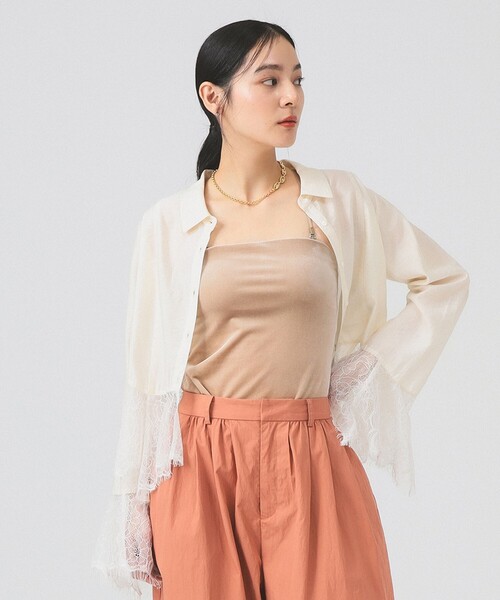 Ray BEAMS(レイビームス)の「2WAY ベロア カップ付き キャミソール(キャミソール・レディース・ベージュ/ブラック/ブルー・ONE SIZE)」の2枚目の写真