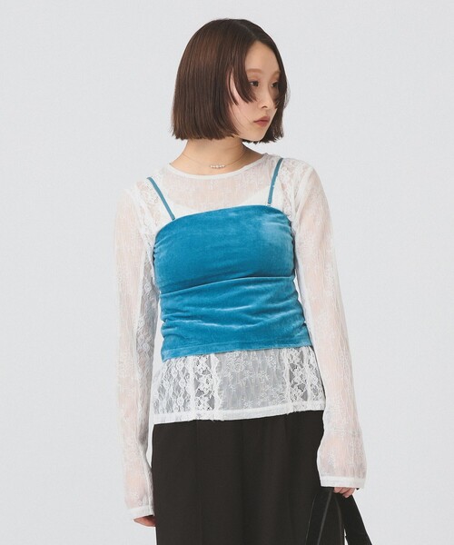 Ray BEAMS(レイビームス)の「2WAY ベロア カップ付き キャミソール(キャミソール・レディース・ベージュ/ブラック/ブルー・ONE SIZE)」の15枚目の写真