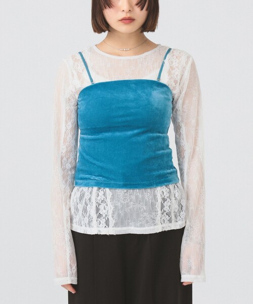 Ray BEAMS(レイビームス)の「2WAY ベロア カップ付き キャミソール(キャミソール・レディース・ベージュ/ブラック/ブルー・ONE SIZE)」の16枚目の写真