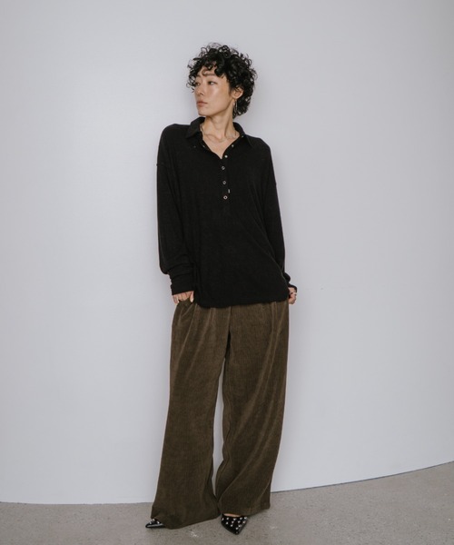 VION（ヴィオン）の「コーデュロイイージーワイドパンツ / Corduroy Easy Wide Pants（その他パンツ・レディース・ブラック/カーキ・FREE）」の13枚目の写真