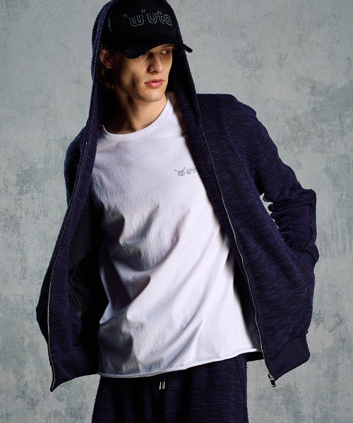 wjk（ダヴルジェイケイ）の「mpa4042- knit jacquard relax parker ニットジャカードパーカー(204 mw02i)（パーカー・メンズ・ブラック/ネイビー・S/XL/L/M）」の4枚目の写真