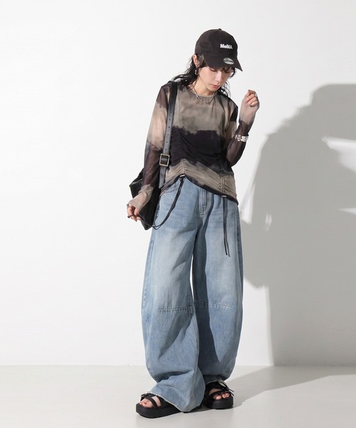 antiqua(アンティカ)の「ニュアンス柄 ドロスト メッシュ シアートップス(Tシャツ/カットソー・レディース・ブルー系その他/ベージュ系その他・ONESIZE)」の13枚目の写真