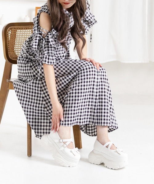 attagirl（アタガール）の「厚底スニーカーソールリボンシューズ（ドレスシューズ・レディース・ブラック/ホワイト・L/M/S/3L/LL）」の18枚目の写真