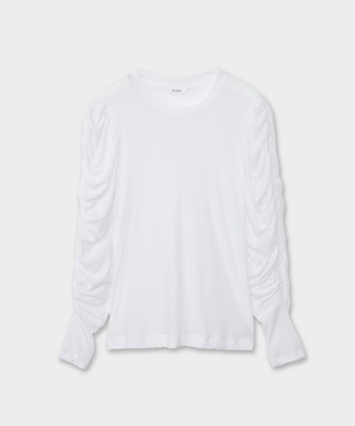 CINOH(チノ)の「SHEF GATHERED SLEEVE LONG T SHIRT(Tシャツ/カットソー・レディース・ブラック/ホワイト・38)」の14枚目の写真