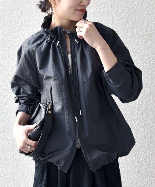 セール】SHIPS any:〈洗濯機可能〉ナイロン タスラン ギャザー