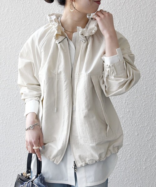 セール】SHIPS any:〈洗濯機可能〉ナイロン タスラン ギャザー