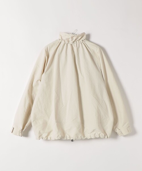 SHIPS anyシップス ナイロンタスランギャザー スタンドカラーブルゾン SHIPS any:〈洗濯機可能〉ナイロン タスラン ギャザー スタンドカラー
