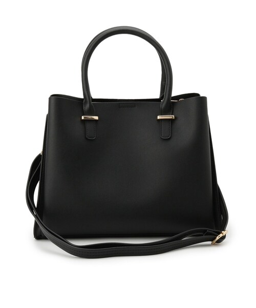 SHOO・LA・RUE（シューラルー）の「【2WAY】きれいめスタイルにマッチする 一枚革風 三層トートバッグ（トートバッグ・レディース・ブラック/グレー/ベージュ系4・00）」の5枚目の写真