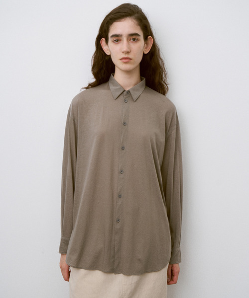 UNFIL(アンフィル)の「UNFIL アンフィル / twisted cotton sheer jersey fluid shirt ツイストコットンシアージャージーフルイドシャツ ブラウス / WXSP-UW124(シャツ/ブラウス・レディース・アッシュグレー/ベージュ系その他・1)」の1枚目の写真