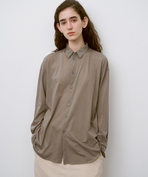 UNFIL(アンフィル)の「UNFIL アンフィル / twisted cotton sheer jersey fluid shirt ツイストコットンシアージャージーフルイドシャツ ブラウス / WXSP-UW124(シャツ/ブラウス・レディース・アッシュグレー/ベージュ系その他・1)」の8枚目の写真