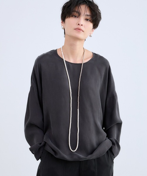 BARNYARDSTORM（バンヤードストーム）の「BARNYARDSTORM / キュプラフィブリルTブラウス【JAPAN FABRIC】（シャツ/ブラウス・レディース・オフホワイト/チャコールグレー・FREE）」の17枚目の写真