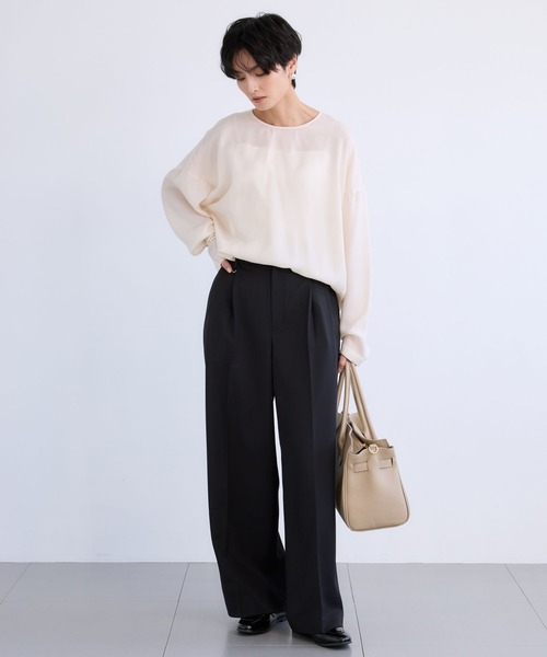 BARNYARDSTORM（バンヤードストーム）の「BARNYARDSTORM / キュプラフィブリルTブラウス【JAPAN FABRIC】（シャツ/ブラウス・レディース・オフホワイト/チャコールグレー・FREE）」の21枚目の写真