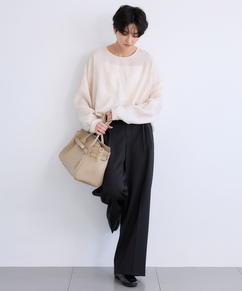 BARNYARDSTORM（バンヤードストーム）の「BARNYARDSTORM / キュプラフィブリルTブラウス【JAPAN FABRIC】（シャツ/ブラウス・レディース・オフホワイト/チャコールグレー・FREE）」の20枚目の写真