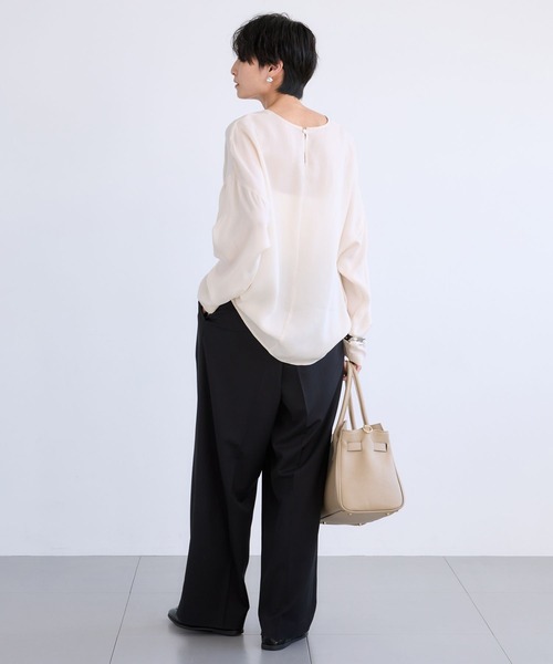 BARNYARDSTORM（バンヤードストーム）の「BARNYARDSTORM / キュプラフィブリルTブラウス【JAPAN FABRIC】（シャツ/ブラウス・レディース・オフホワイト/チャコールグレー・FREE）」の19枚目の写真