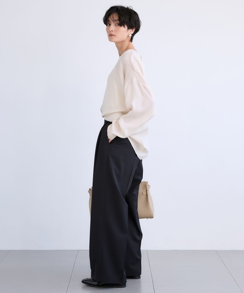 BARNYARDSTORM（バンヤードストーム）の「BARNYARDSTORM / キュプラフィブリルTブラウス【JAPAN FABRIC】（シャツ/ブラウス・レディース・オフホワイト/チャコールグレー・FREE）」の18枚目の写真