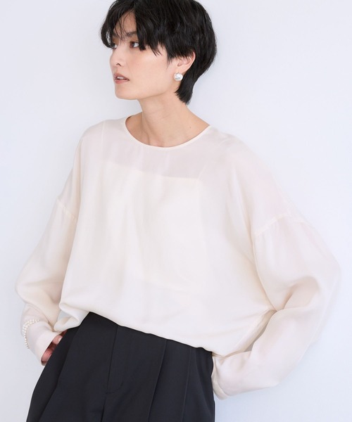 BARNYARDSTORM（バンヤードストーム）の「BARNYARDSTORM / キュプラフィブリルTブラウス【JAPAN FABRIC】（シャツ/ブラウス・レディース・オフホワイト/チャコールグレー・FREE）」の22枚目の写真