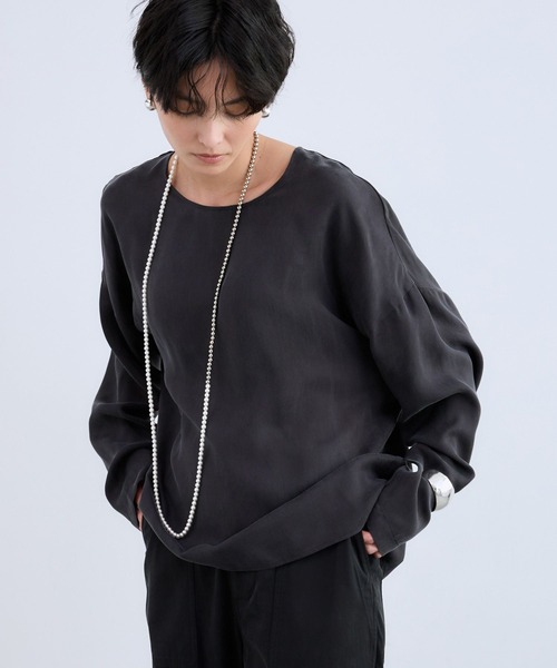 BARNYARDSTORM（バンヤードストーム）の「BARNYARDSTORM / キュプラフィブリルTブラウス【JAPAN FABRIC】（シャツ/ブラウス・レディース・オフホワイト/チャコールグレー・FREE）」の16枚目の写真