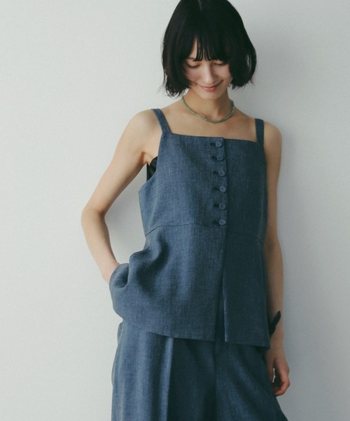 A part by（アパートバイ）の「【多機能】リネンライクベスト（ベスト・レディース・ブルー/ベージュ/ピンク系その他/ブラック系その他2・FREE）」の4枚目の写真