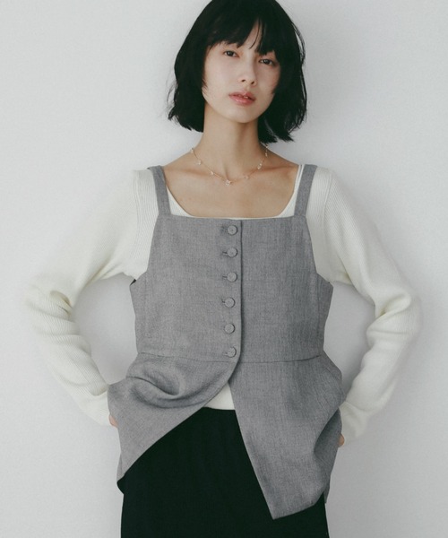 A part by（アパートバイ）の「【多機能】リネンライクベスト（ベスト・レディース・ブルー/ベージュ/ピンク系その他/ブラック系その他2・FREE）」の2枚目の写真