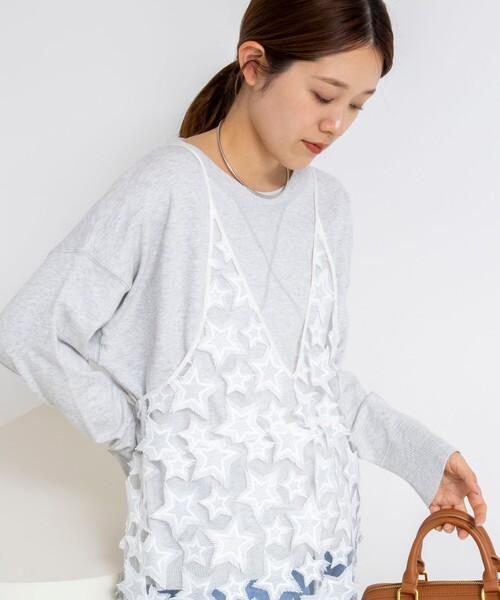 Rie Miller（リエミラー）の「《手洗い可能》トレーナー風プルオーバーサイドZIP（ニット/セーター・レディース・ネイビー/キナリ/ライトグレー・38）」の16枚目の写真