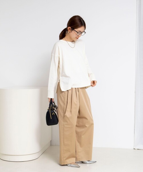 Rie Miller（リエミラー）の「《手洗い可能》トレーナー風プルオーバーサイドZIP（ニット/セーター・レディース・ネイビー/キナリ/ライトグレー・38）」の21枚目の写真