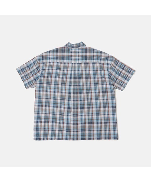 Timberland(ティンバーランド)の「リネン ブレンド ヤーン ダイ プレイド 半袖 シャツ ユニセックス(シャツ/ブラウス・メンズ・ネイビー・MEDIUM/XX-LARGE/X-LARGE/SMALL/LARGE)」の6枚目の写真