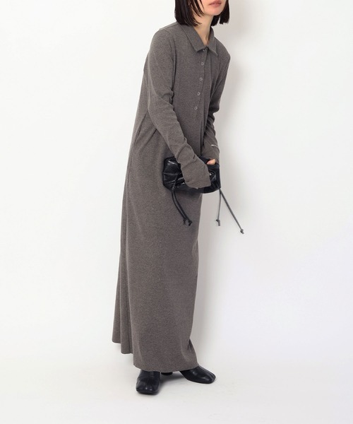 NOAHL(ノアル)の「【NOAHL】ヘンリーネックリブワンピース(ワンピース・レディース・グレー系/ブラウン系/イエロー・M/S)」の2枚目の写真