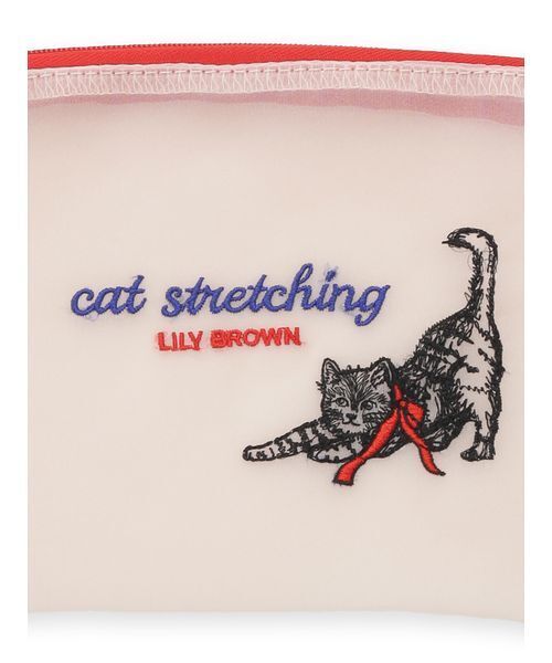 LILY BROWN（リリーブラウン）の「CAT刺繍シアーポーチ（ポーチ・レディース・イエロー/ホワイト/ピンク・F）」の6枚目の写真